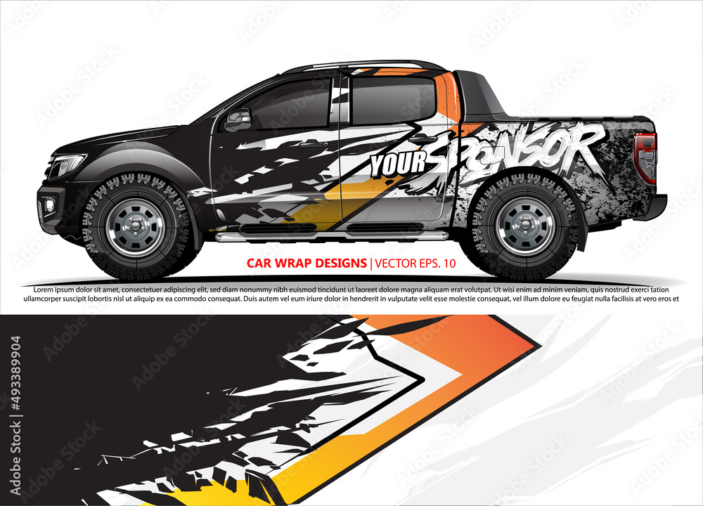 Race car wrap design vector for vehicle vinyl sticker and automotive decal livery
Race car wrap design vector for vehicle vinyl sticker and automotive decal livery