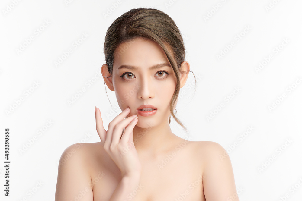 Beautiful young asian woman with clean fresh skin on white background, Face care, Facial treatment, Cosmetology, beauty and spa, Asian women portrait. Beautiful young asian woman with clean fresh skin on white background, Face care, Facial treatment, Cosmetology, beauty and spa, Asian women portrait.