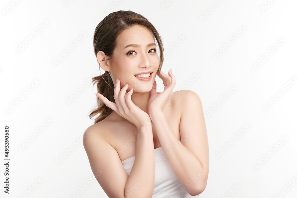 Beautiful young asian woman with clean fresh skin on white background, Face care, Facial treatment, Cosmetology, beauty and spa, Asian women portrait. Beautiful young asian woman with clean fresh skin on white background, Face care, Facial treatment, Cosmetology, beauty and spa, Asian women portrait.