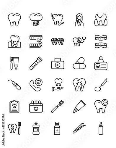 Dental Care Icon Set 30 isolated on white background