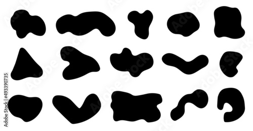 Set of organic shapes in black color. Doodle blobs collection