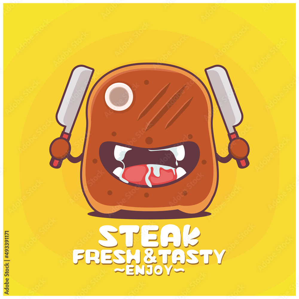 Steak cartoon. fast food vector illustration Steak cartoon. fast food vector illustration