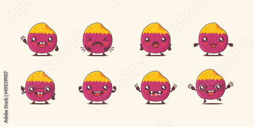 Sweet potato cartoon. vector illustration of boiled sweet potato plant or food. with different faces and expressions