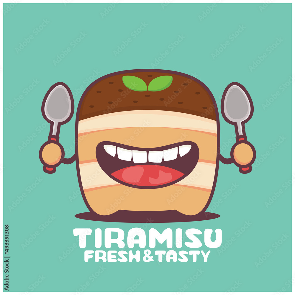 Tiramisu cartoon. vector illustration of italian cake Tiramisu cartoon. vector illustration of italian cake
