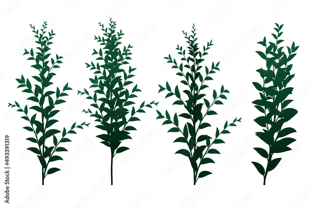 set of vector design element green leaf set of vector design element green leaf