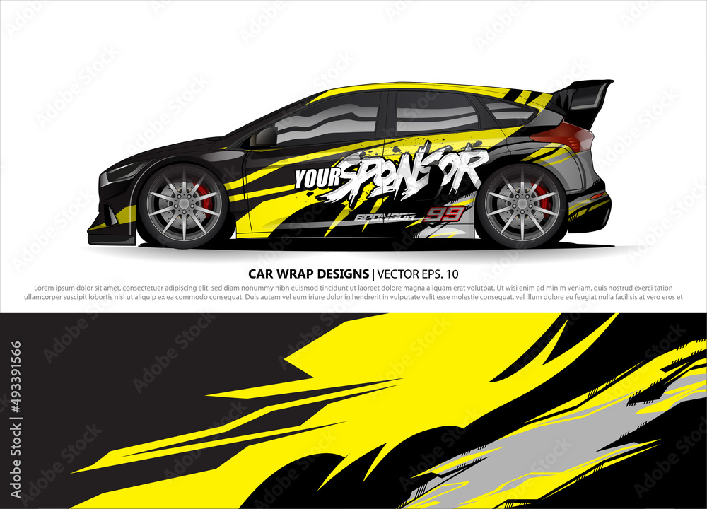Race car wrap design vector for vehicle vinyl sticker and automotive decal livery
Race car wrap design vector for vehicle vinyl sticker and automotive decal livery