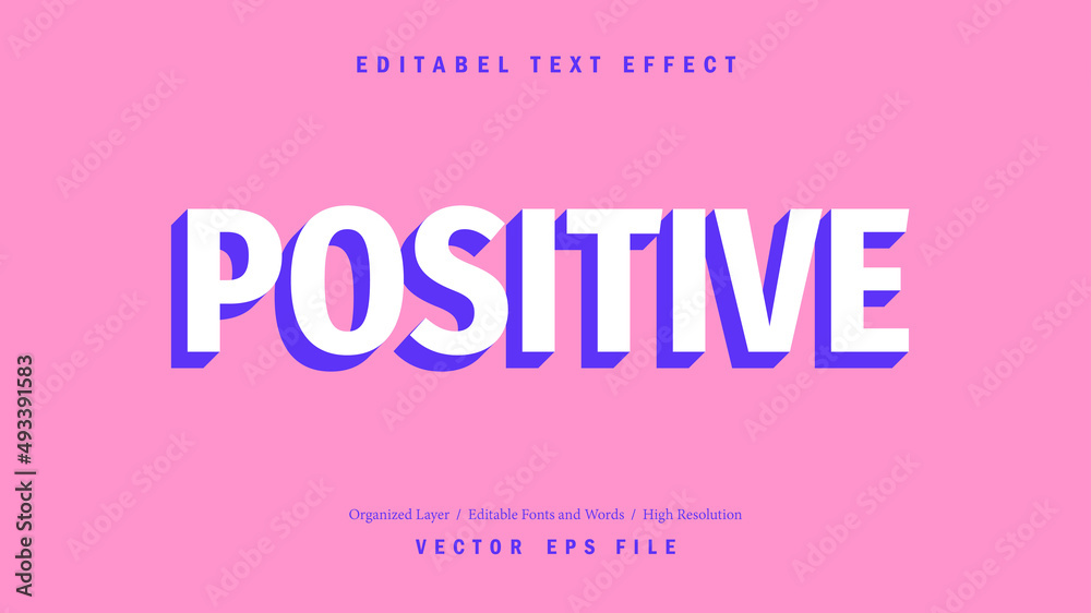 Editable Positive Font Design. Alphabet Typography Template Text Effect. Lettering Vector Illustration for Product Brand and Business Logo.