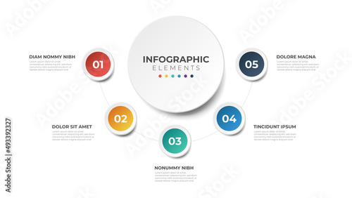 5 points circular sequence element of infographic, presentation, etc.