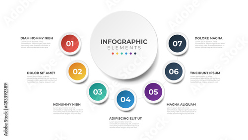 Fotografie, Tablou 7 points circular sequence element of infographic, presentation, etc