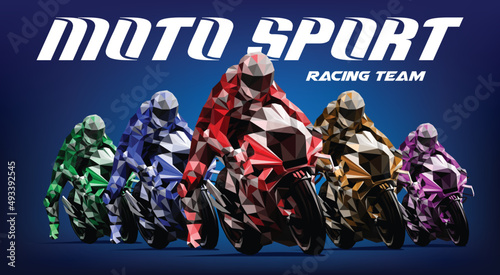 Polygonal vector illustration of  Superbike motorcycle.