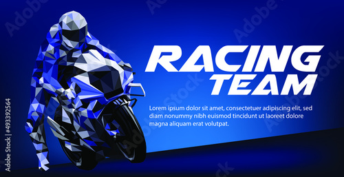 Polygonal vector illustration of  Superbike motorcycle.
