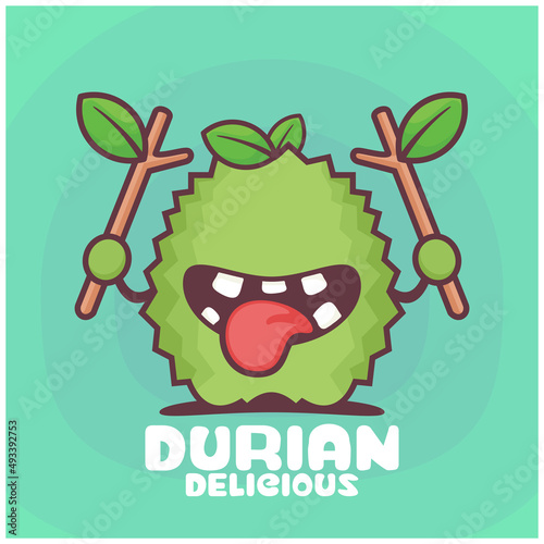 Durian cartoon. vector illustration of fruit