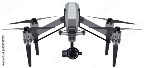 Fully editable vector illustration of a professional drone with a high definition 4K camera © Robert