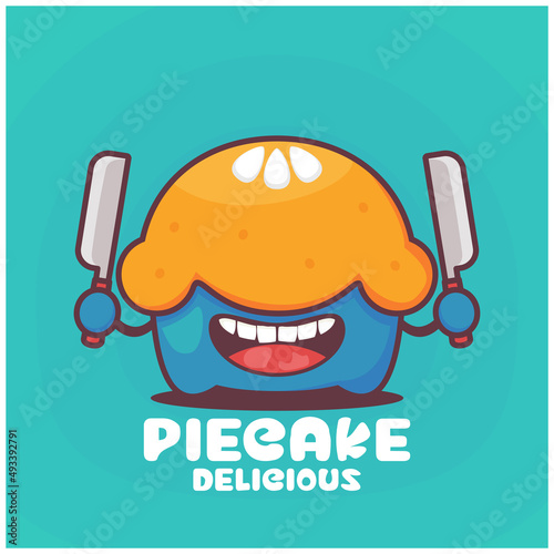 pie cake cartoon. vector illustration of food
