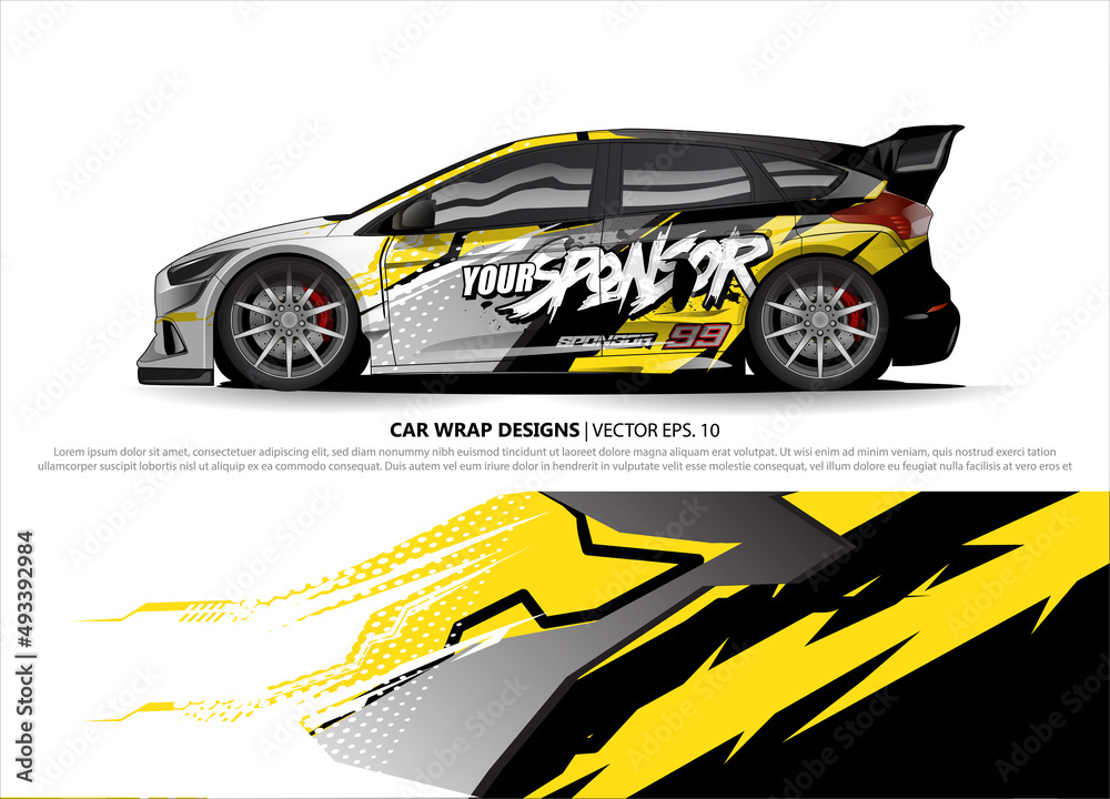Race car wrap design vector for vehicle vinyl sticker and automotive decal livery
Race car wrap design vector for vehicle vinyl sticker and automotive decal livery