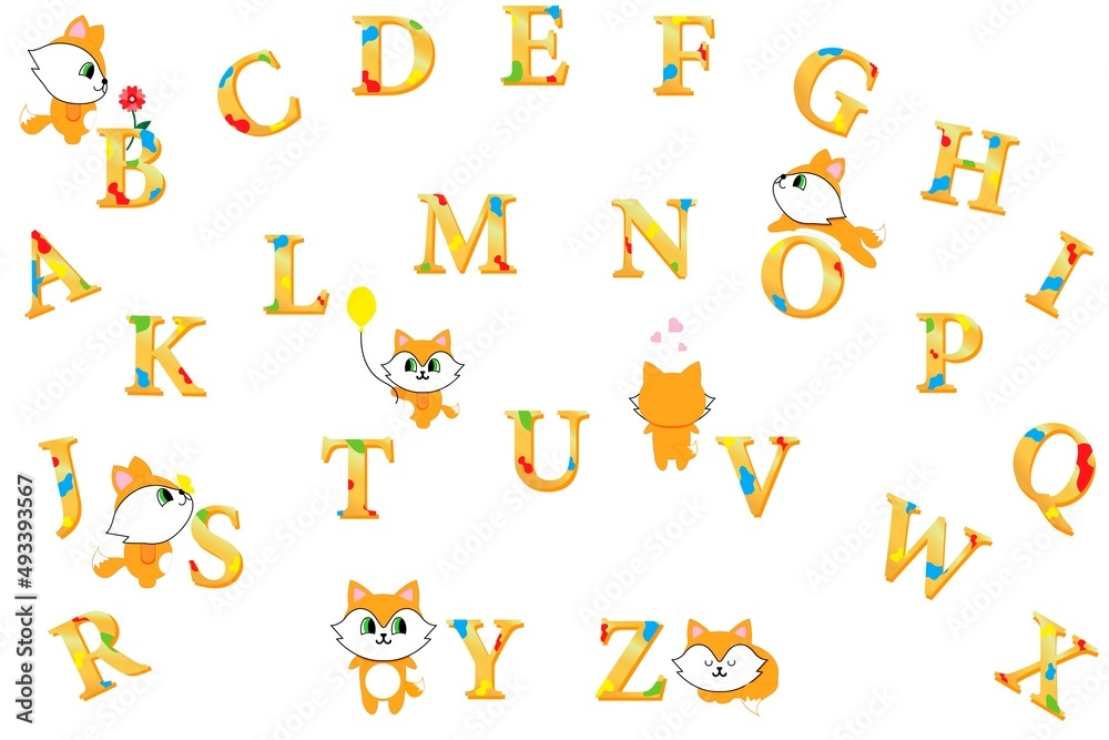 Children's font in the cartoon style of Children's font in the cartoon style of