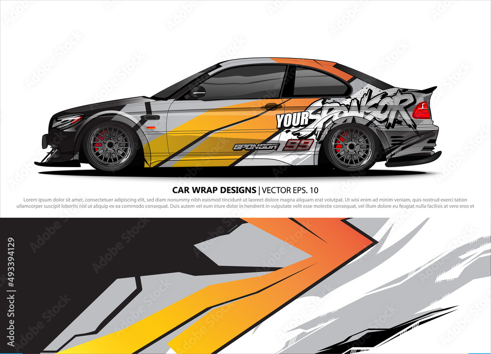 car wrap design. simple lines with abstract background vector concept for vehicle vinyl wrap and automotive decal livery