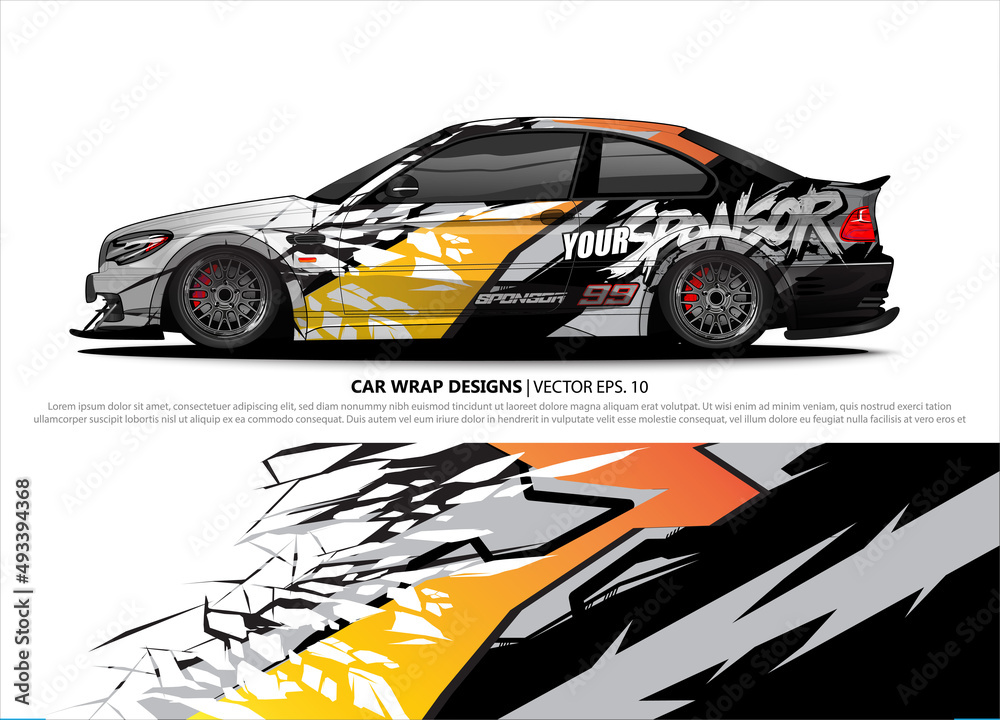 car wrap design. simple lines with abstract background vector concept for vehicle vinyl wrap and automotive decal livery