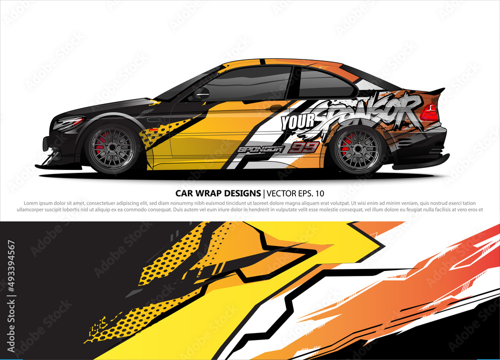 car wrap design. simple lines with abstract background vector concept for vehicle vinyl wrap and automotive decal livery