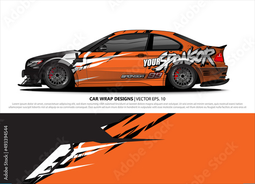 car wrap design. simple lines with abstract background vector concept for vehicle vinyl wrap and automotive decal livery