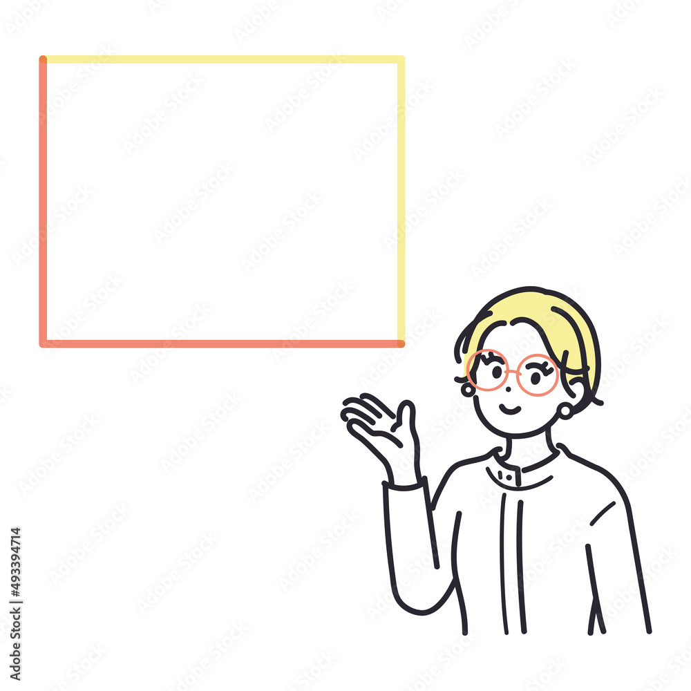 案内をする若い女性のイメージイラスト 案内をする若い女性のイメージイラスト