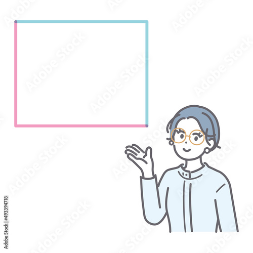 案内をする若い女性のイメージイラスト