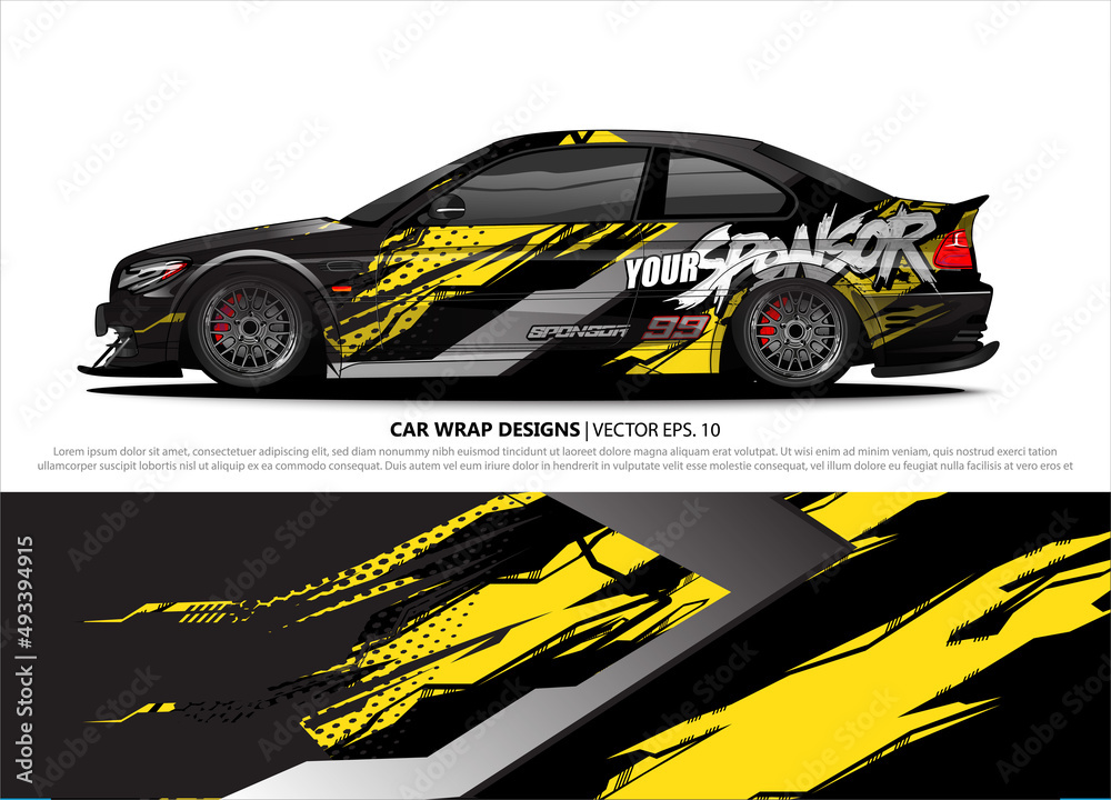 car wrap design. simple lines with abstract background vector concept for vehicle vinyl wrap and automotive decal livery