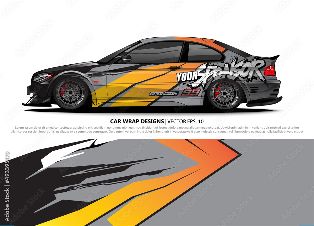car wrap design. simple lines with abstract background vector concept for vehicle vinyl wrap and automotive decal livery