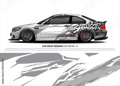 car wrap design. simple lines with abstract background vector concept for vehicle vinyl wrap and automotive decal livery