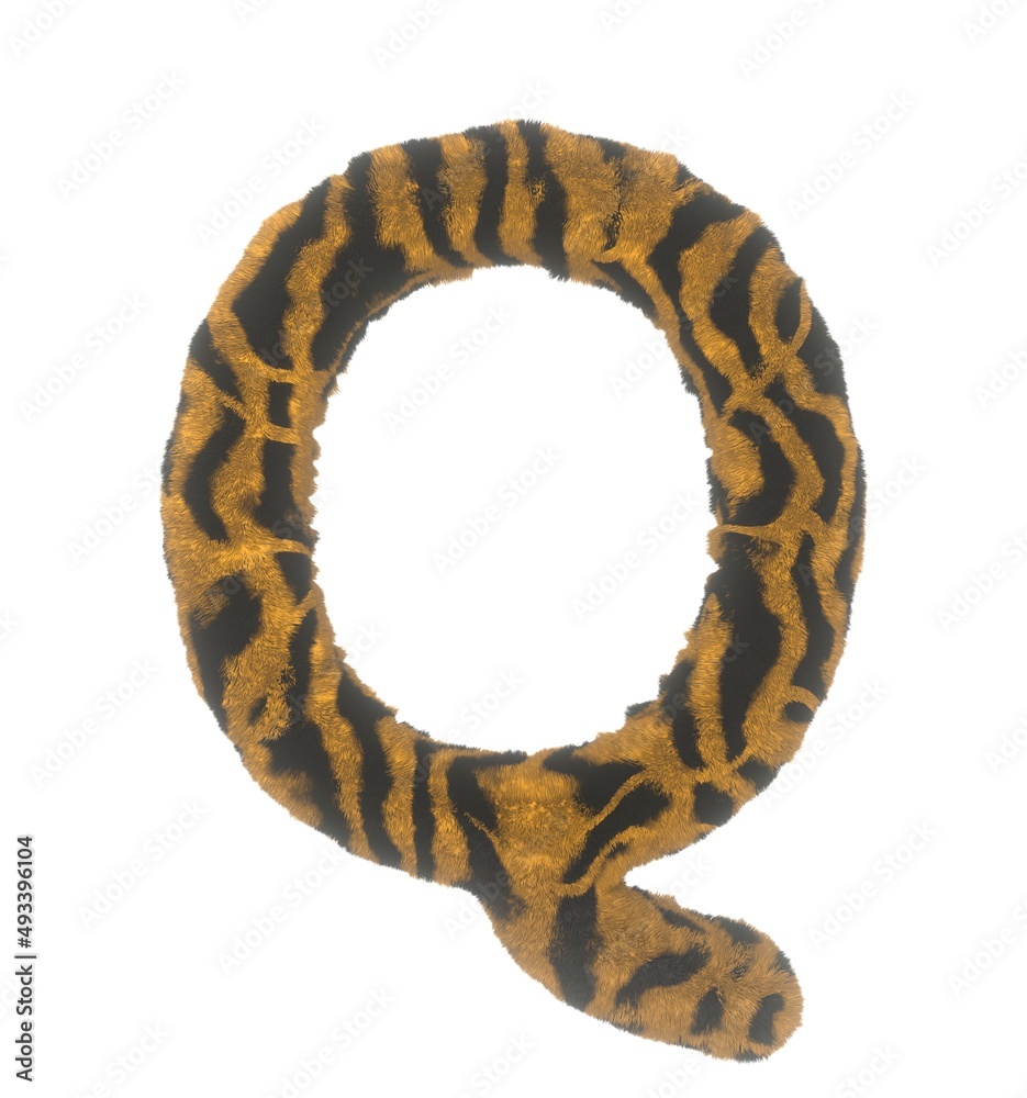 Furry Tiger Themed Font With White Background Letter Q Furry Tiger Themed Font With White Background Letter Q