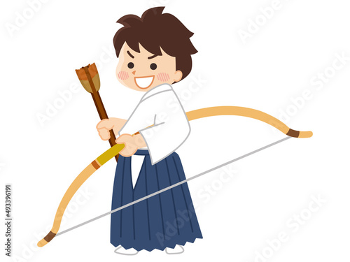 弓道家の男性　弓道部　部活動