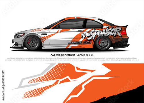 Car wrap decal design vector. abstract Graphic background kit designs for vehicle  race car  rally  livery  sport car 