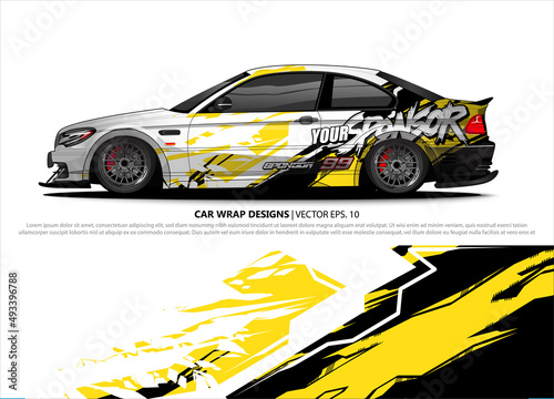 Car wrap decal design vector. abstract Graphic background kit designs for vehicle  race car  rally  livery  sport car