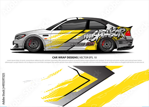 Car wrap decal design vector. abstract Graphic background kit designs for vehicle, race car, rally, livery, sport car
