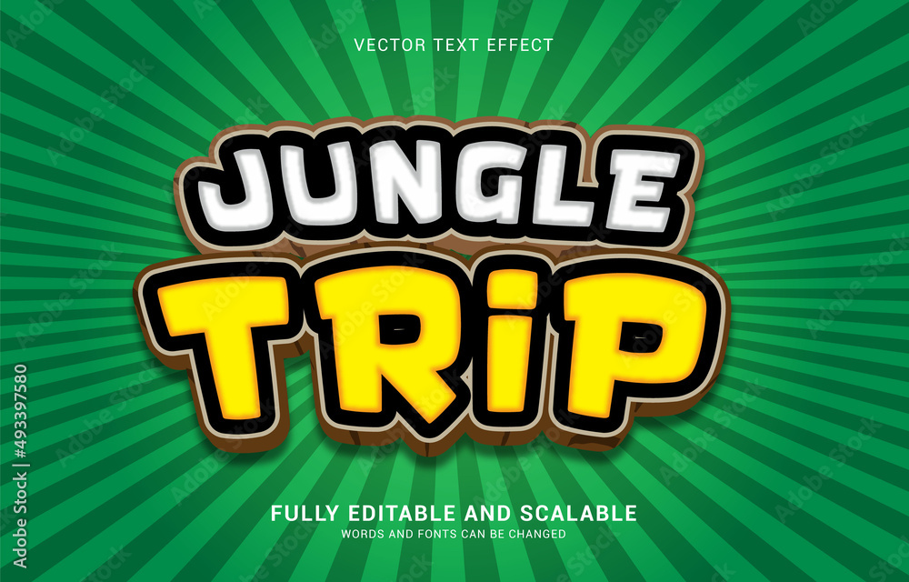 Fototapeta premium editable text effect, Jungle Trip style