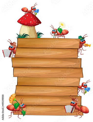 Insect with wooden frame board banner