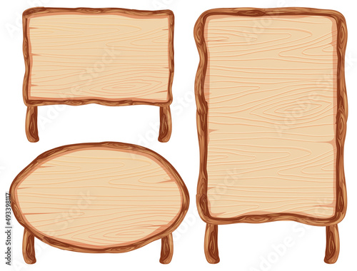 Set of wooden sign banner