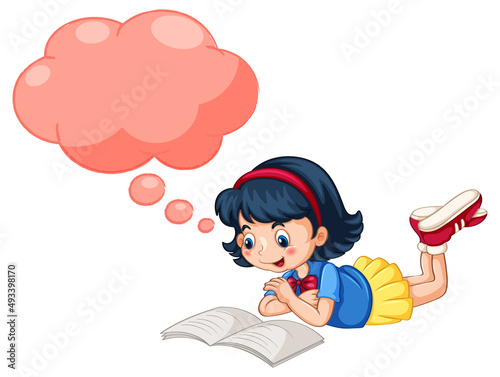 A girl reading with empty callout