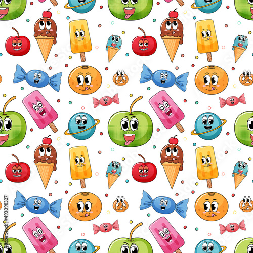 Seamless pattern cartoon on white background