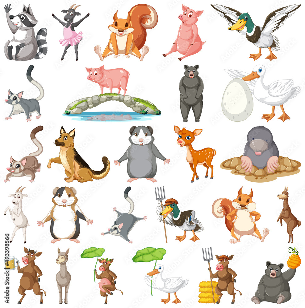 Obraz premium Set of different kids of animals