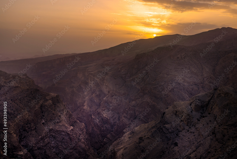 sunset in the mountains Oman Jabal al akhdar