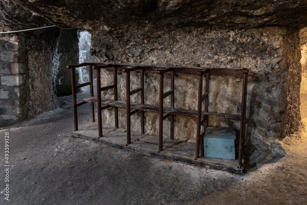 The interior of the underground of the Greek Orthodox Metropolitan of Nazareth, St. Georges Church in the old part of Nazareth, northern Israel The interior of the underground of the Greek Orthodox Metropolitan of Nazareth, St. Georges Church in the old part of Nazareth, northern Israel
