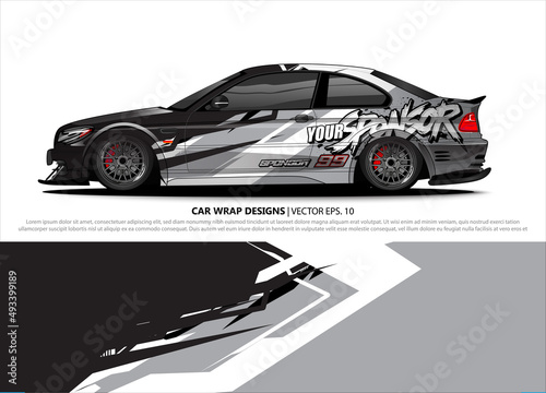 car wrap design. simple lines with abstract background vector concept for vehicle vinyl wrap and automotive decal livery 