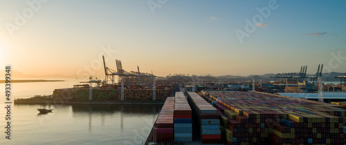 Canvas Print Aerial view of Yantian port in Shenzhen city, China