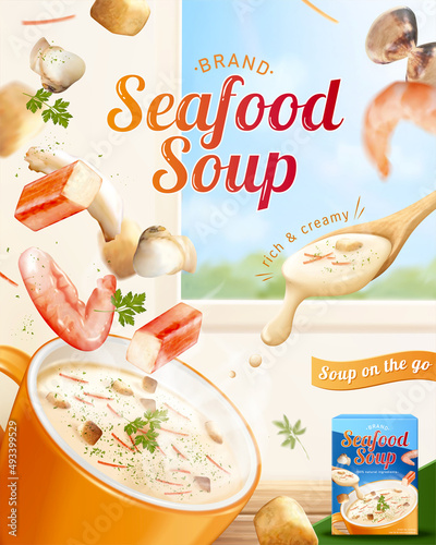 Instant creamy seafood soup ad