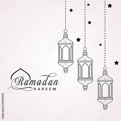 Ramadan Kareem hanging lamps greeting Premium design