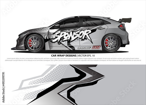 car wrap design. simple lines with abstract background vector concept for vehicle vinyl wrap and automotive decal livery 