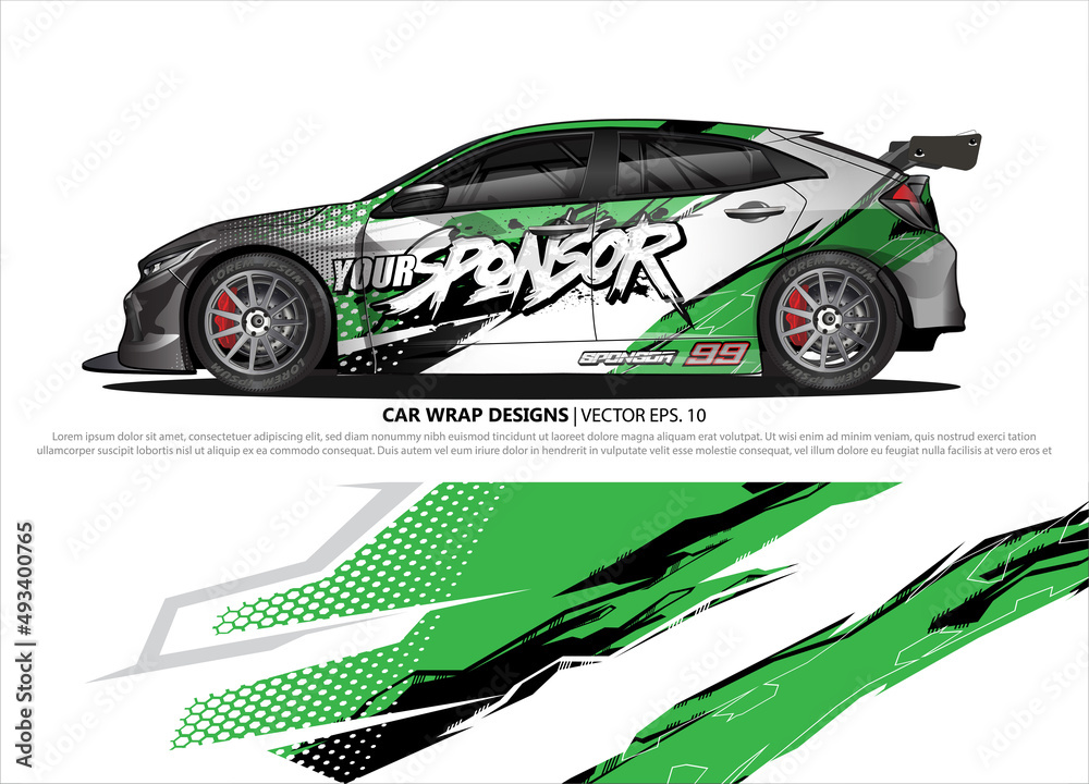 Race car wrap design vector for vehicle vinyl sticker and automotive decal livery Race car wrap design vector for vehicle vinyl sticker and automotive decal livery