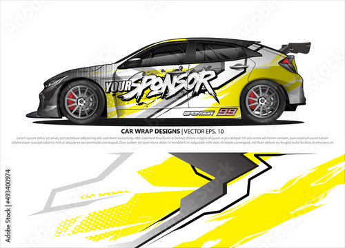 Race car wrap design vector for vehicle vinyl sticker and automotive decal livery