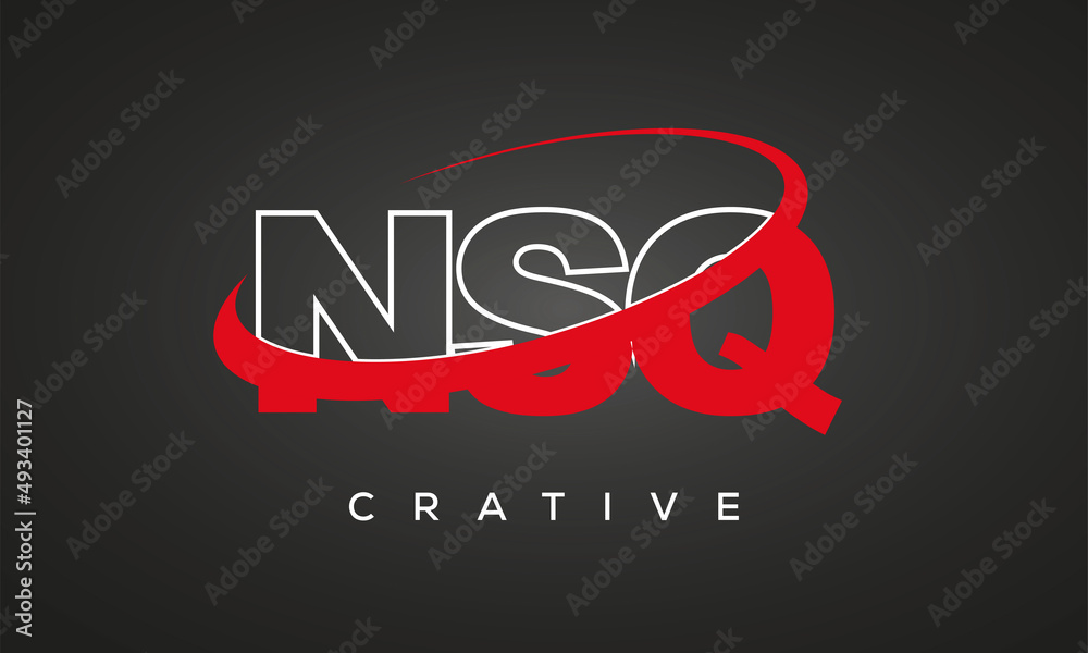 NSQ creative letters logo with 360 symbol vector art template design	